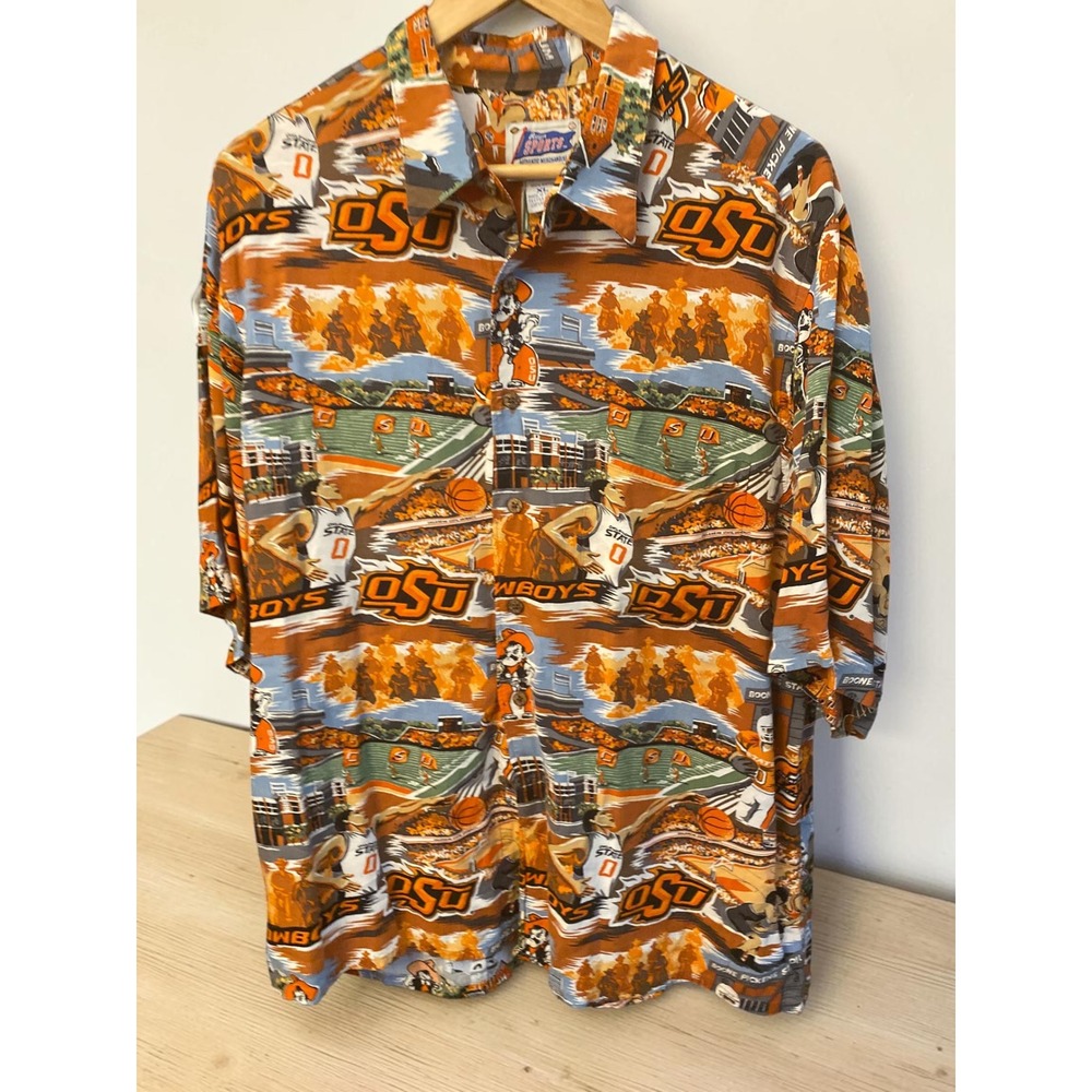 Reyn Spooner Oklahoma State Cowboys Boone Pickens Button Down Mens XL Shirt - Picture 1 of 5